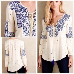 Anthropologie Libra Peasant Top By Vanessa Virginia Size 2